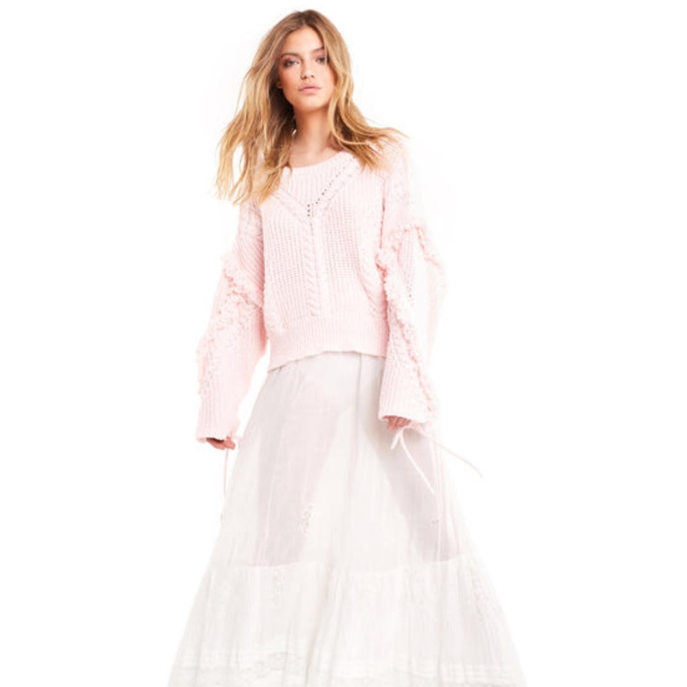 [NWT] Wildfox baby pink fringe tie sweater - Picture 3 of 8